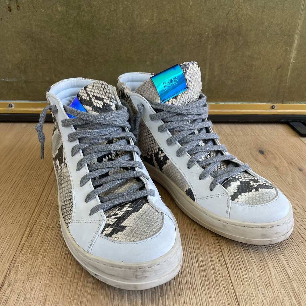 P448 Skate Python Snakeskin Leather High Top Sneakers 38 US 8 - Picture 4 of 11